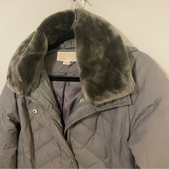 MICHAEL KORS Down Filled Quilted Puffer Parka Coat - Gray Size S - Picture 4 of 12
